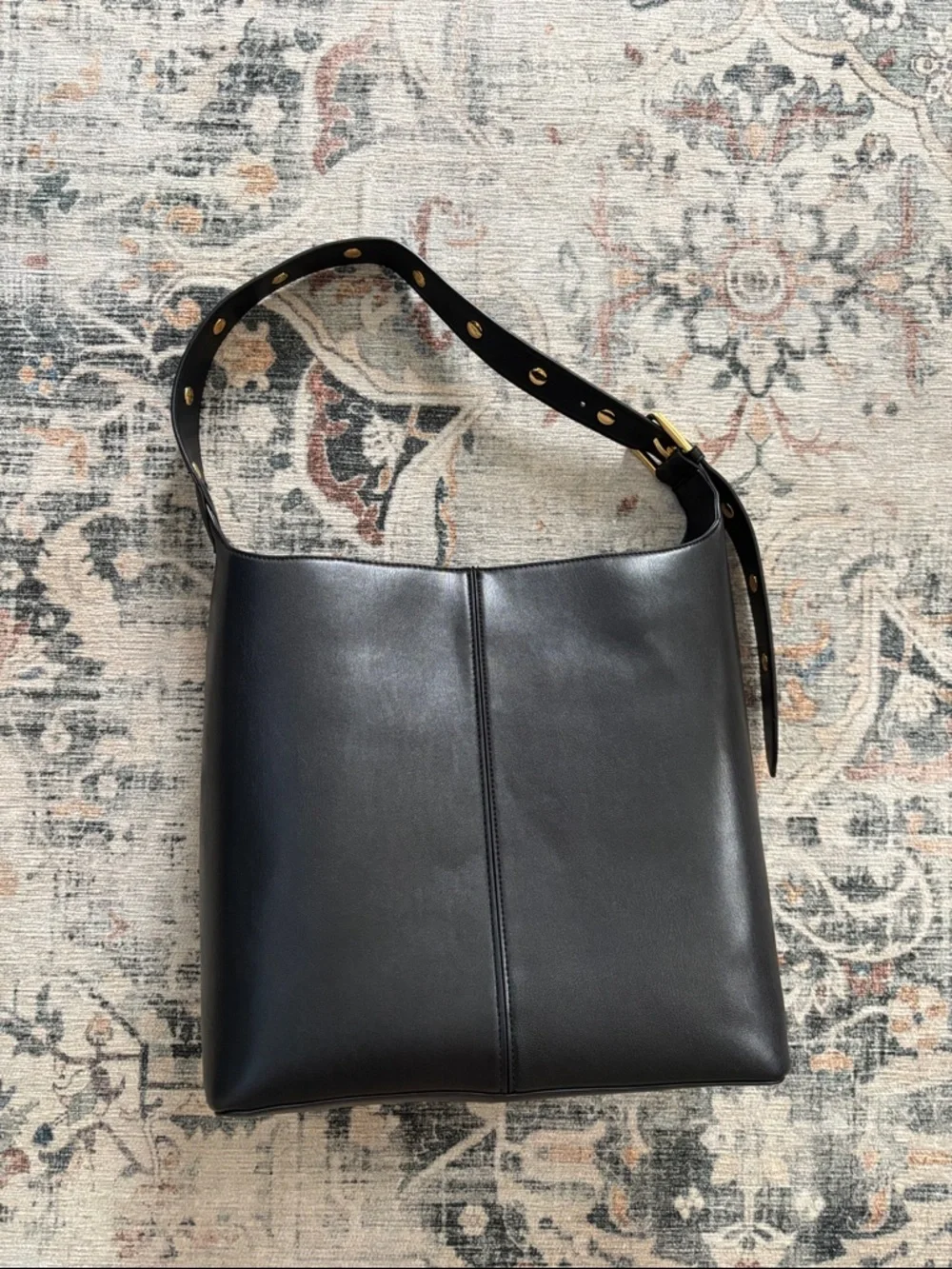 Black Shoulder Bag with Grommet Strap - Picture 2 of 5